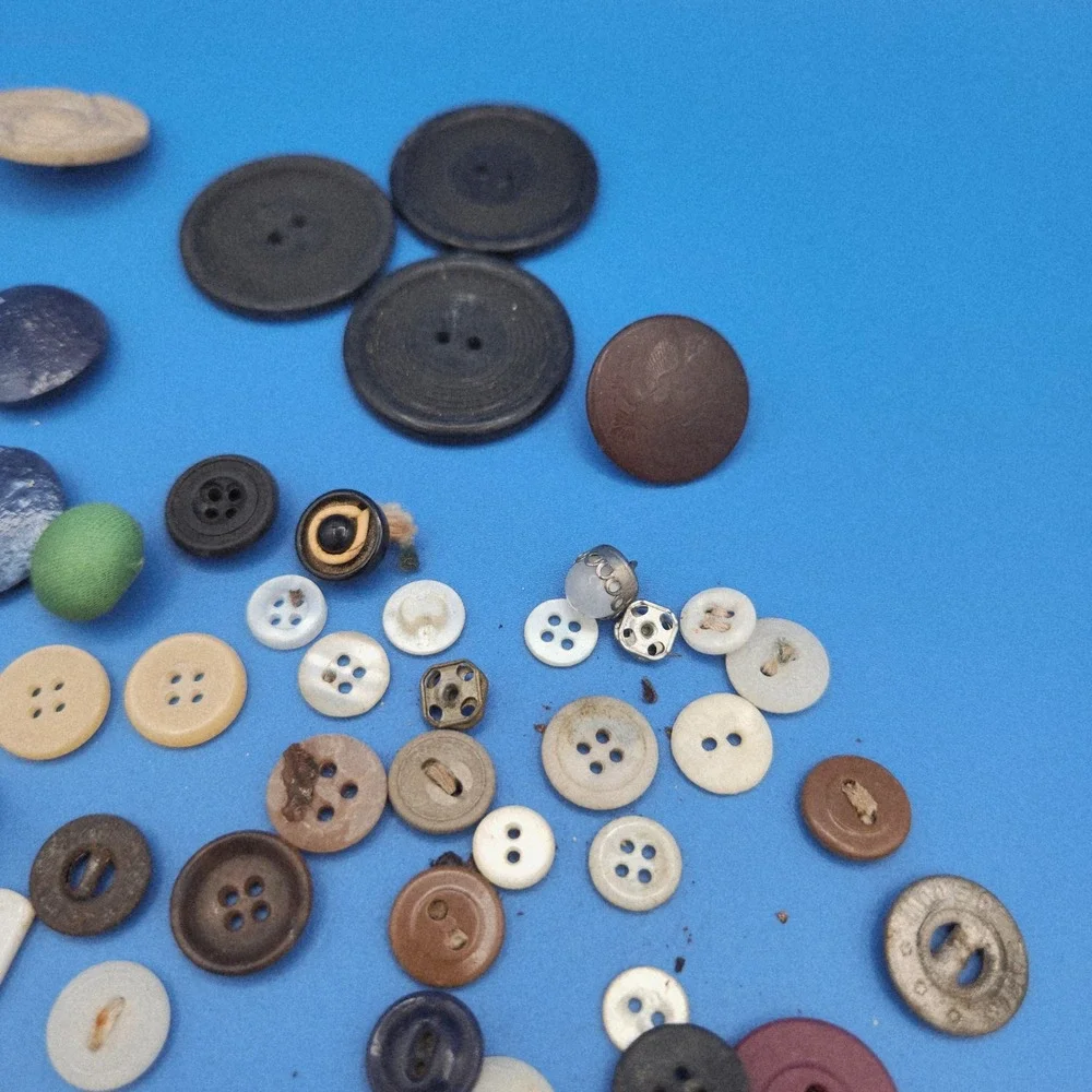 Vintage Assorted Button Lot Mixed Sizes Colors Shapes for Sewing Crafts 100+ pcs